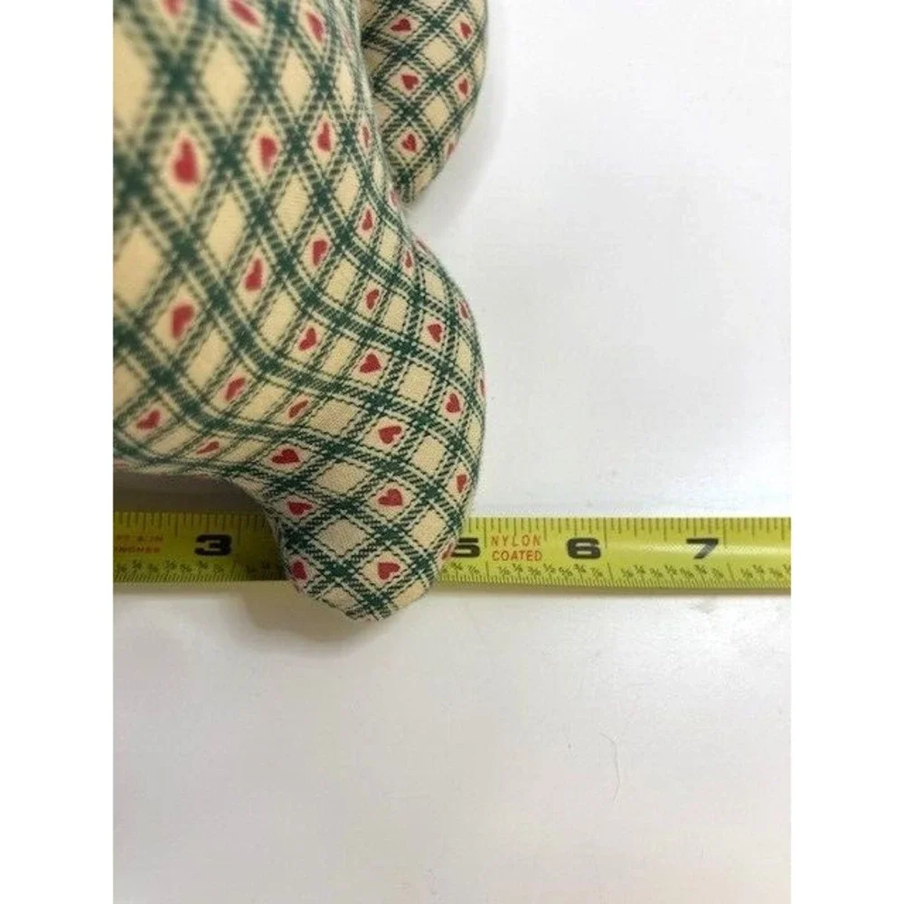 Vintage Country Green Tan Red Plaid Christmas Cat Holly Bow Handmade Sewn Fabric